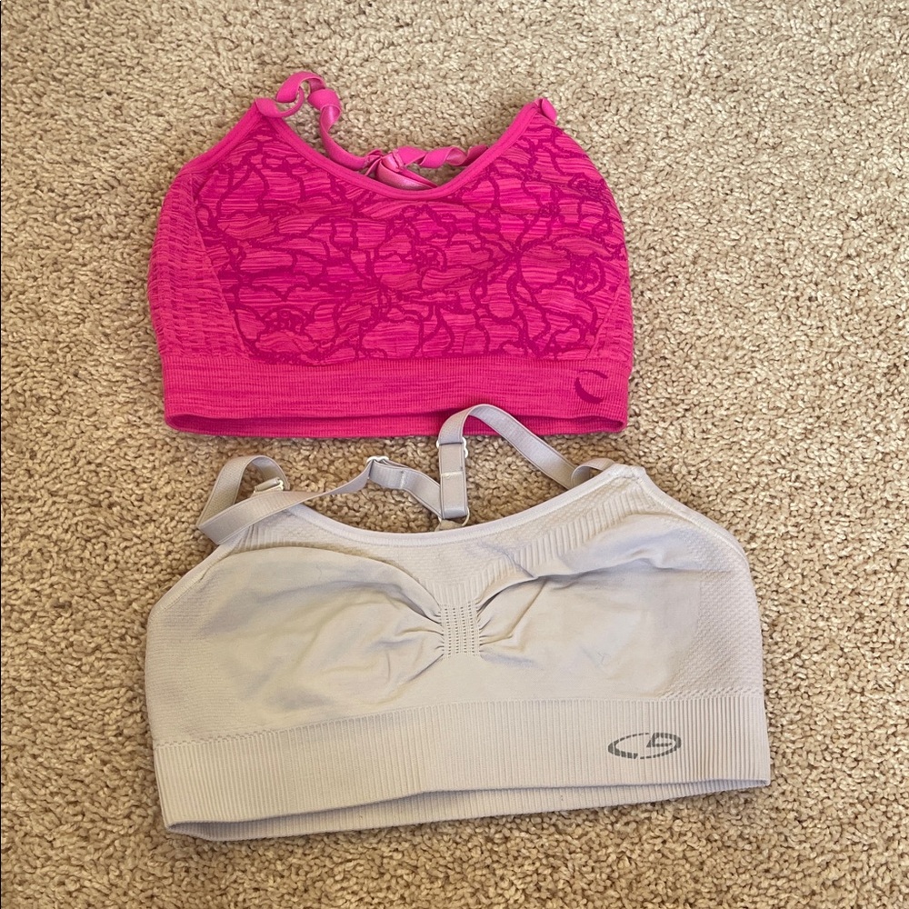 Pink and Gray Sports Bras